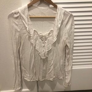 White long sleeved tie blouse